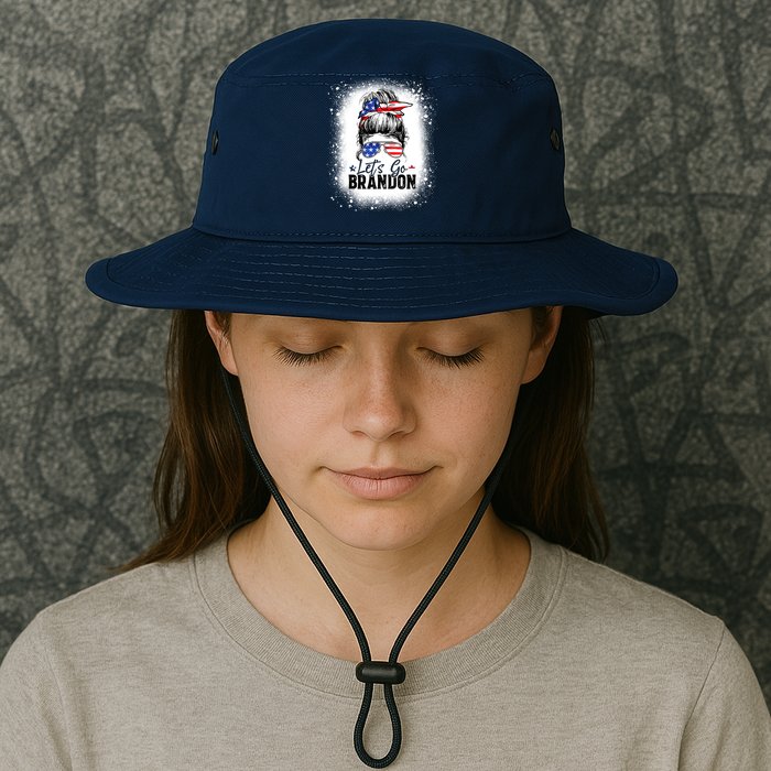 Conservative Messy Bun Bleached Style LetS Go Brandon Bucket Hat