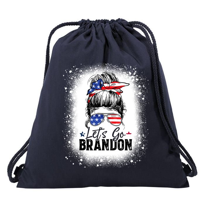 Conservative Messy Bun Bleached Style LetS Go Brandon Drawstring Bag