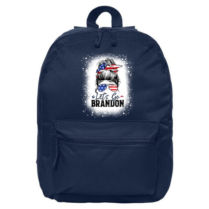 Conservative Messy Bun Bleached Style LetS Go Brandon 16 in Basic Backpack