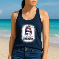 Conservative Messy Bun Bleached Style LetS Go Brandon Womens Tank Top