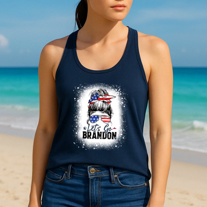 Conservative Messy Bun Bleached Style LetS Go Brandon Womens Tank Top