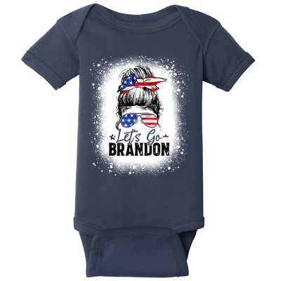 Conservative Messy Bun Bleached Style LetS Go Brandon Baby Bodysuit