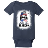 Conservative Messy Bun Bleached Style LetS Go Brandon Baby Bodysuit