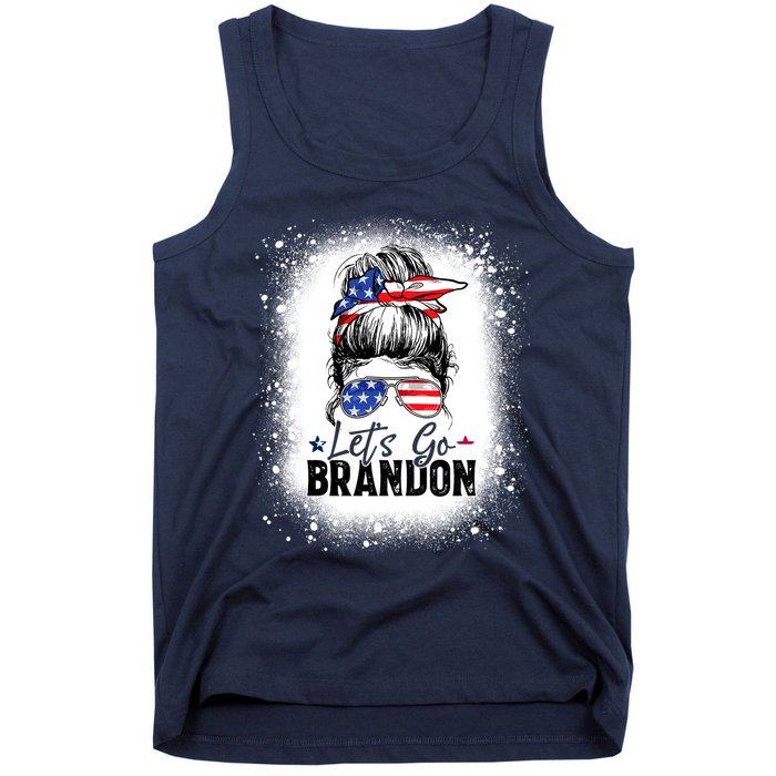 Conservative Messy Bun Bleached Style LetS Go Brandon Tank Top