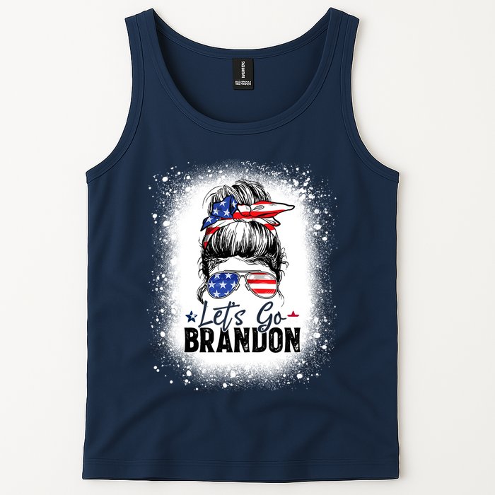 Conservative Messy Bun Bleached Style LetS Go Brandon Tank Top
