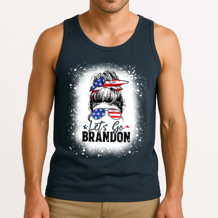 Conservative Messy Bun Bleached Style LetS Go Brandon Tank Top