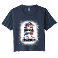 Conservative Messy Bun Bleached Style LetS Go Brandon Crop Top
