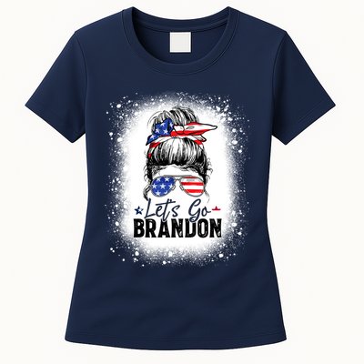 Conservative Messy Bun Bleached Style LetS Go Brandon Womens T-Shirt