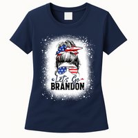 Conservative Messy Bun Bleached Style LetS Go Brandon Womens T-Shirt