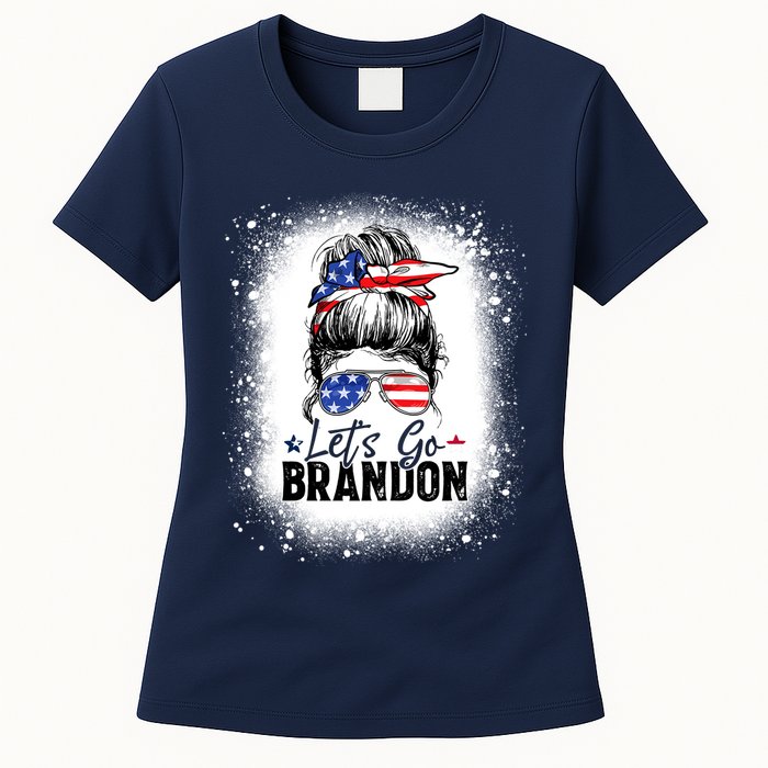 Conservative Messy Bun Bleached Style LetS Go Brandon Womens T-Shirt