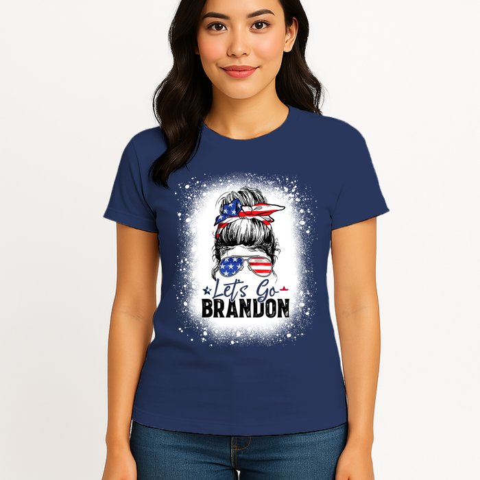 Conservative Messy Bun Bleached Style LetS Go Brandon Womens T-Shirt