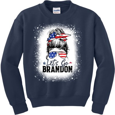 Conservative Messy Bun Bleached Style LetS Go Brandon Kids Sweatshirt