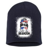 Conservative Messy Bun Bleached Style LetS Go Brandon Short Acrylic Beanie