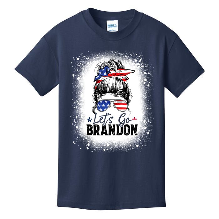 Conservative Messy Bun Bleached Style LetS Go Brandon Kids T-Shirt