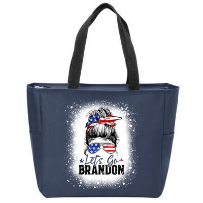 Conservative Messy Bun Bleached Style LetS Go Brandon Zip Tote Bag