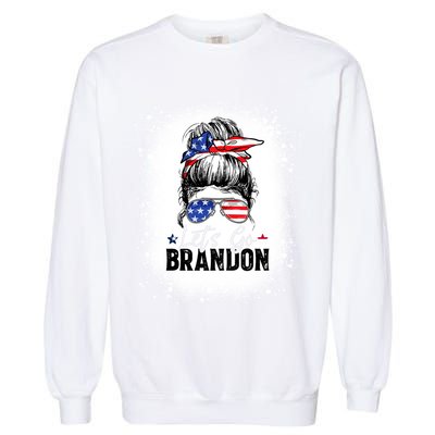 Conservative Messy Bun Bleached Style LetS Go Brandon Garment-Dyed Sweatshirt
