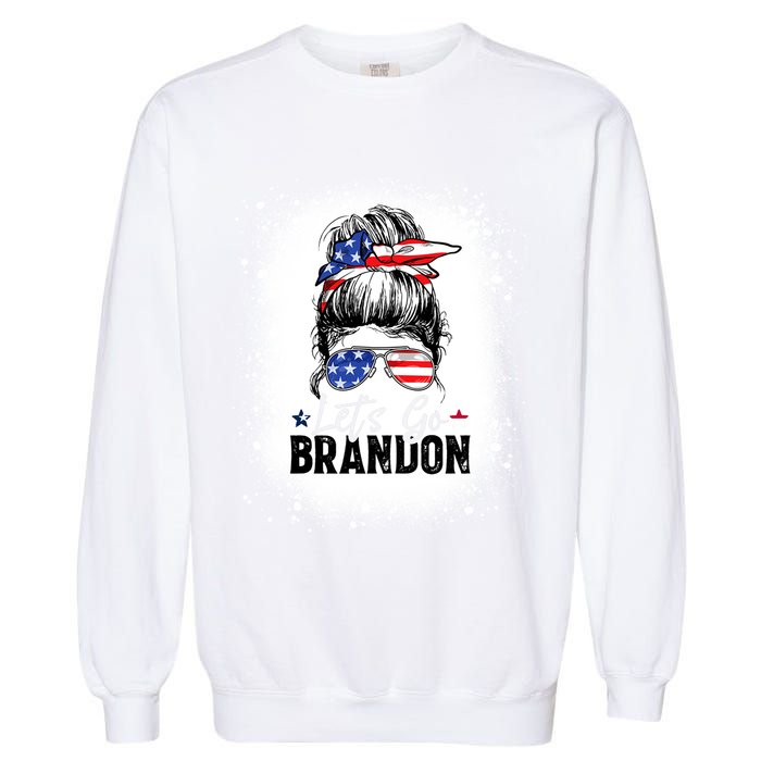 Conservative Messy Bun Bleached Style LetS Go Brandon Garment-Dyed Sweatshirt