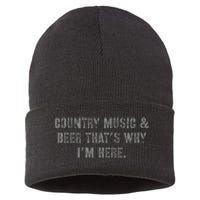 Country Music & Beer Thats Why Im Here Sustainable Knit Beanie