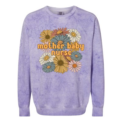 Cute Mother Baby Nurse Flowers Postpartum Nurse Gift Colorblast Crewneck Sweatshirt