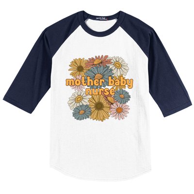 Cute Mother Baby Nurse Flowers Postpartum Nurse Gift Baseball Sleeve Shirt