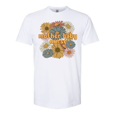 Cute Mother Baby Nurse Flowers Postpartum Nurse Gift Softstyle CVC T-Shirt