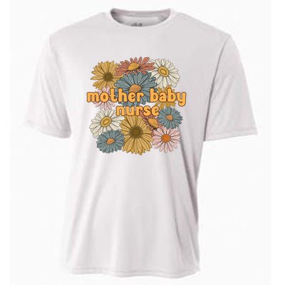 Cute Mother Baby Nurse Flowers Postpartum Nurse Gift Cooling Performance Crew T-Shirt