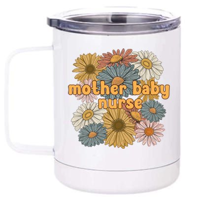 Cute Mother Baby Nurse Flowers Postpartum Nurse Gift 12 oz Stainless Steel Tumbler Cup