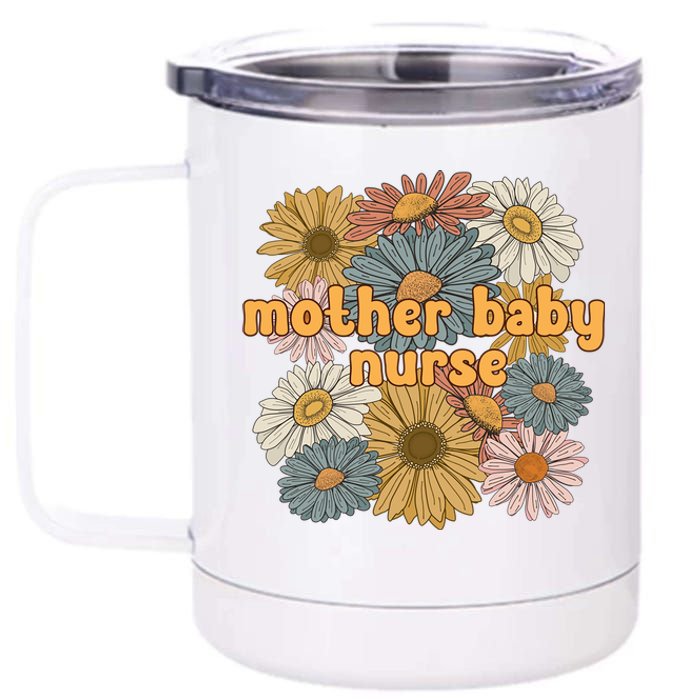 Cute Mother Baby Nurse Flowers Postpartum Nurse Gift 12 oz Stainless Steel Tumbler Cup