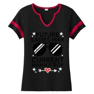 Current Mamas Boy Funny Valentines Day Boy Ladies Halftime Notch Neck Tee