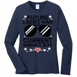 Current Mamas Boy Funny Valentines Day Boy Ladies Long Sleeve Shirt