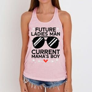 Current Mamas Boy Funny Valentines Day Boy Women's Knotted Racerback Tank