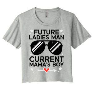 Current Mamas Boy Funny Valentines Day Boy Women's Crop Top Tee