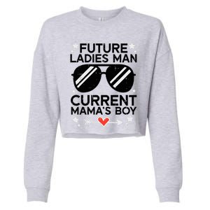 Current Mamas Boy Funny Valentines Day Boy Cropped Pullover Crew