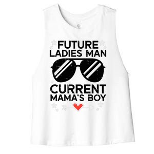 Current Mamas Boy Funny Valentines Day Boy Women's Racerback Cropped Tank