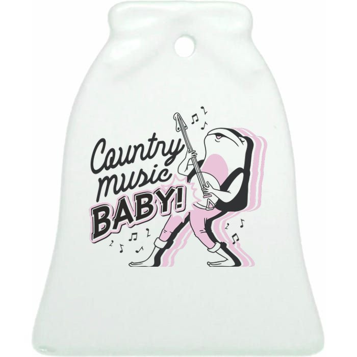 Country Music Baby Frog Ceramic Bell Ornament