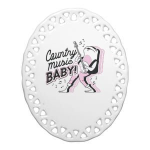 Country Music Baby Frog Ceramic Oval Ornament