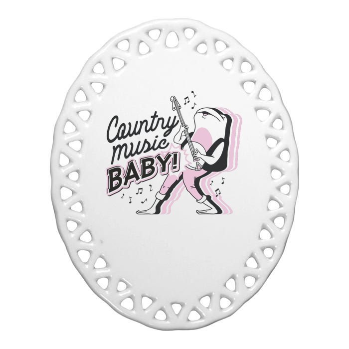 Country Music Baby Frog Ceramic Oval Ornament