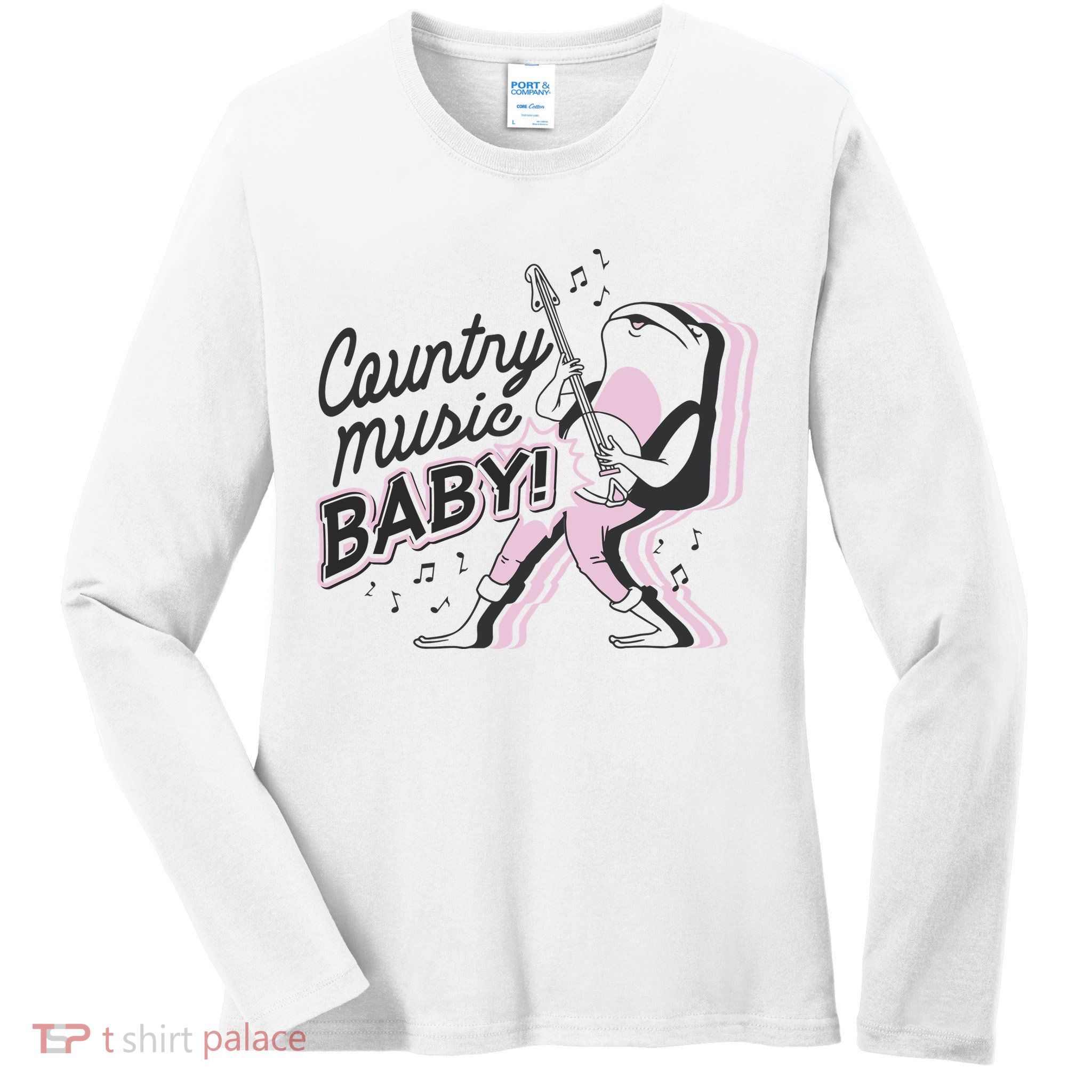 Country Music Baby Frog Ladies Long Sleeve Shirt