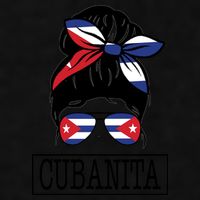 Cubanita Messy Bun Cuban Flag Cuba Ladies PosiCharge Tri-Blend Wicking Tank