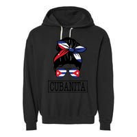 Cubanita Messy Bun Cuban Flag Cuba Garment-Dyed Fleece Hoodie