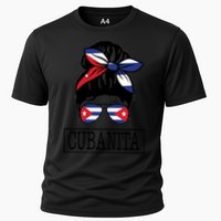 Cubanita Messy Bun Cuban Flag Cuba Cooling Performance Crew T-Shirt