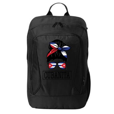 Cubanita Messy Bun Cuban Flag Cuba City Backpack