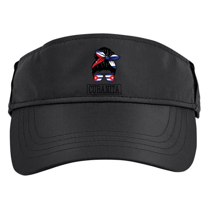Cubanita Messy Bun Cuban Flag Cuba Adult Drive Performance Visor