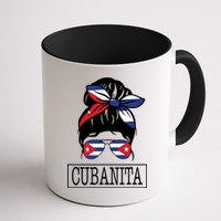 Cubanita Messy Bun Cuban Flag Cuba Mug