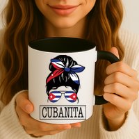 Cubanita Messy Bun Cuban Flag Cuba Mug