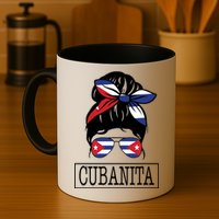 Cubanita Messy Bun Cuban Flag Cuba Mug