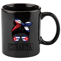 Cubanita Messy Bun Cuban Flag Cuba 11oz C Handle Ceramic Mug