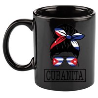 Cubanita Messy Bun Cuban Flag Cuba 11oz C Handle Ceramic Mug
