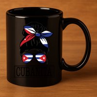 Cubanita Messy Bun Cuban Flag Cuba 11oz C Handle Ceramic Mug