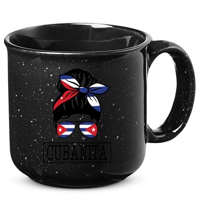 Cubanita Messy Bun Cuban Flag Cuba 15oz Campfire Ceramic Mug